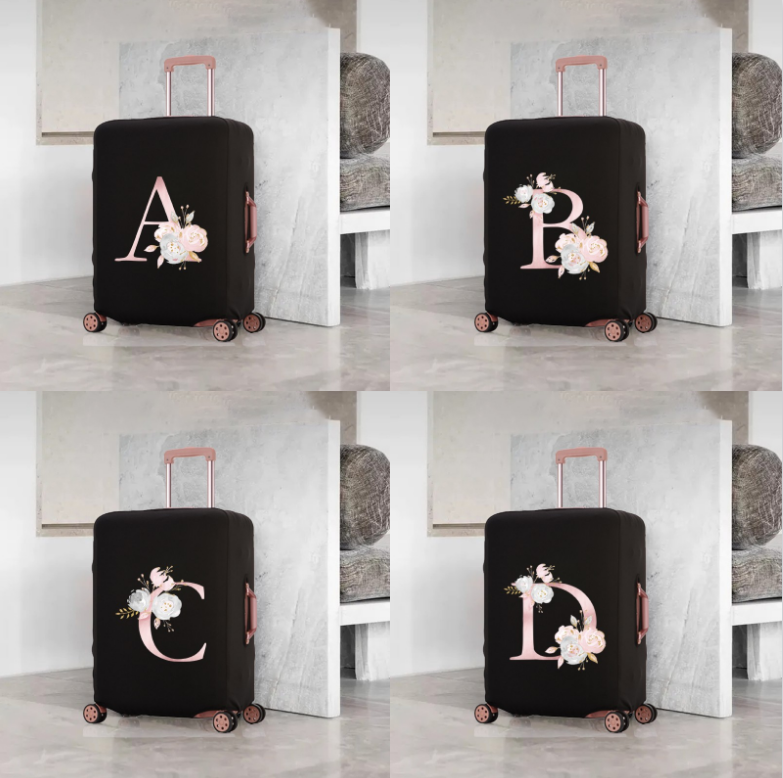 Travel Luggage Cover Elastic Protective Removeable Luggage Cover Suitable for 18-32 Inch Travel Accessories Rose Pink Letter