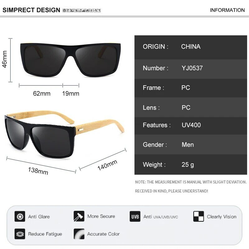 SIMPRECT مستطيل خشبي النظارات الشمسية للرجال 2023 الفاخرة العلامة التجارية مصمم UV400 عالية الجودة موضة مرآة مربع نظارات الشمس