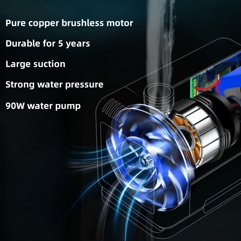 Chuveiro de medição de temperatura inteligente Chuveiro doméstico portátil Motor sem escova de cobre puro Chuveiro de instalação de uma peça simples Bomba de água elétrica 90w Fluxo de água forte