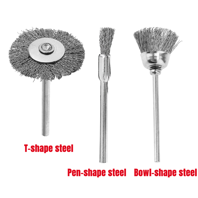 Escova de polimento, escovas de aço, ferramentas rotativas, mini broca, rebarbação, escova de limpeza, 2.35/3mm, 10pcs, 45pcs