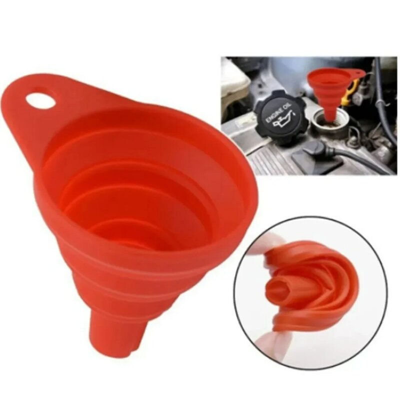 Collapsible Silicone Car Funnel Collapsible Engine Filler 7cmX6cm Oil Screen Silicone Space Saving Top Up Universal