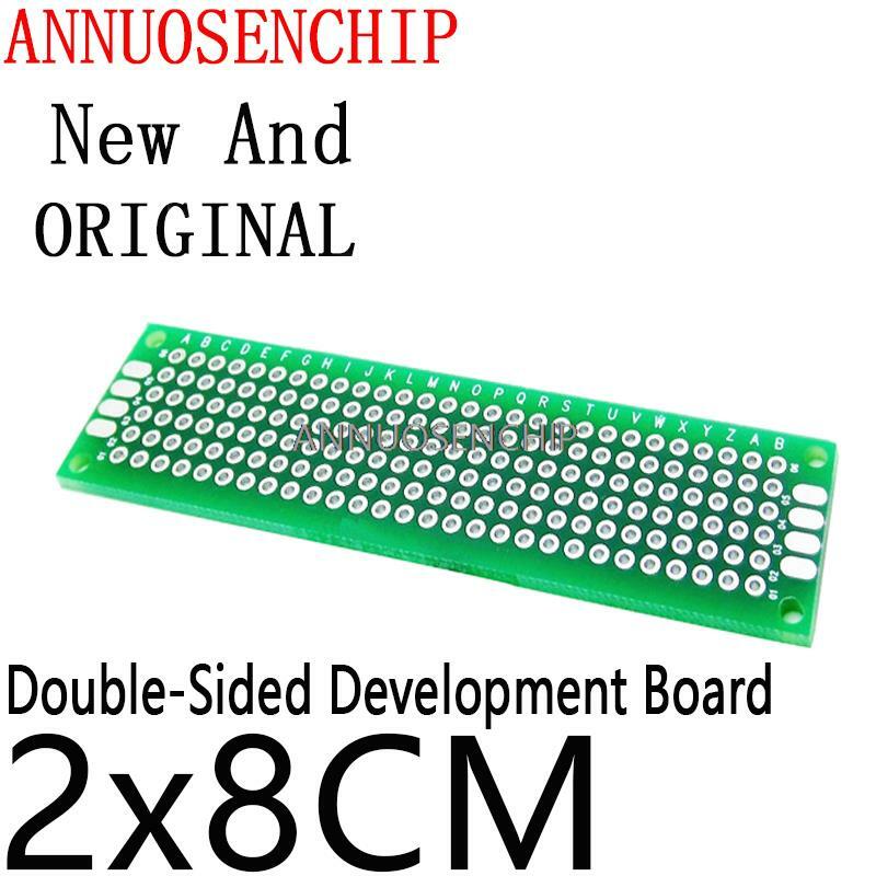 Double Side Copper Prototype PCB Universal Board, Placa de Desenvolvimento Experimental, Verde, 2x8cm, 5Pcs por lote