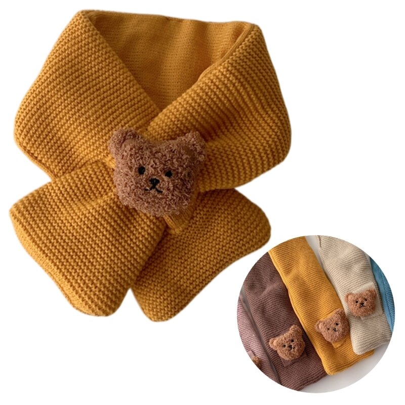 Утолщенный шейный платок на шею, милый шарф с медведем на открытом воздухе для детей, мальчиков и девочек