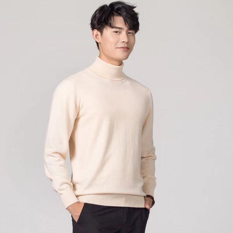 Autumn and Winter Cashmere Sweater Men's Pullover Half High Collar Soft and Warm Pullover Knitted Sweater Men's Sweater