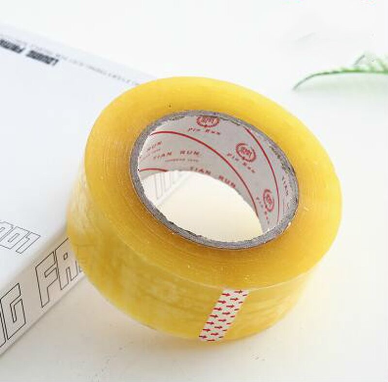 Rollo de cinta de sellado transparente, adhesivo para cartón, plástico fijo, suministros de embalaje para el hogar y la Oficina, útil, 1 unidad