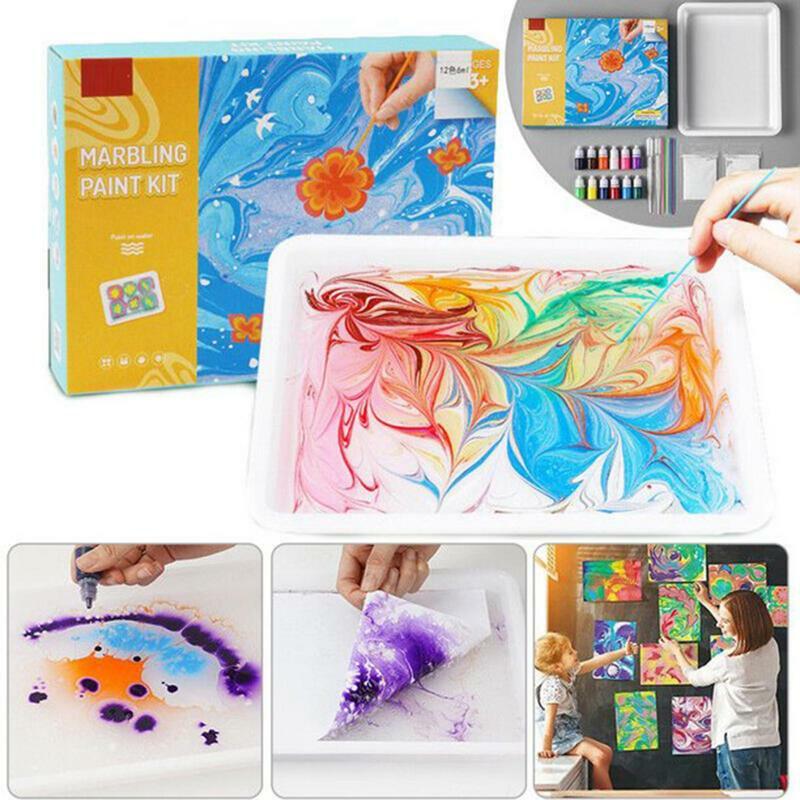 Marmorização pintura arte kit para meninos e meninas, papel de tecido, água, natal, ação de graças, páscoa, feriado presentes