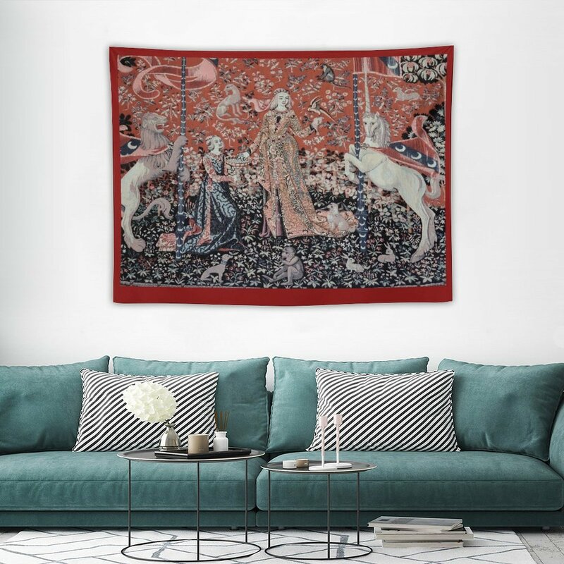 Lady & o Unicórnio Hanging Wall Tapestry, decoração estética do quarto