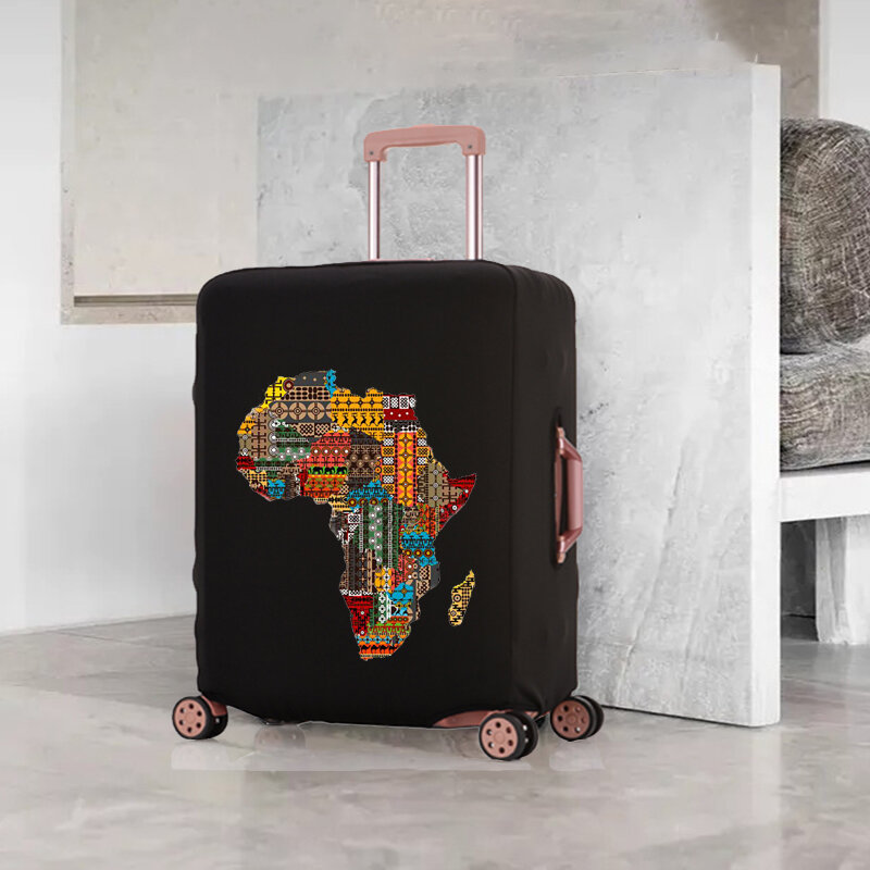 África mapa adequado para 18-32 Polegada mala de viagem capa de bagagem elástica capa protetora removível capa protetora à prova de poeira