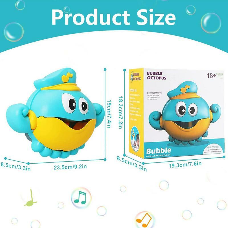 Juguetes de baño de burbujas en forma de pulpo, máquina de jabón de bañera y piscina, fabricante de burbujas automático, juguete divertido de baño con música para niños