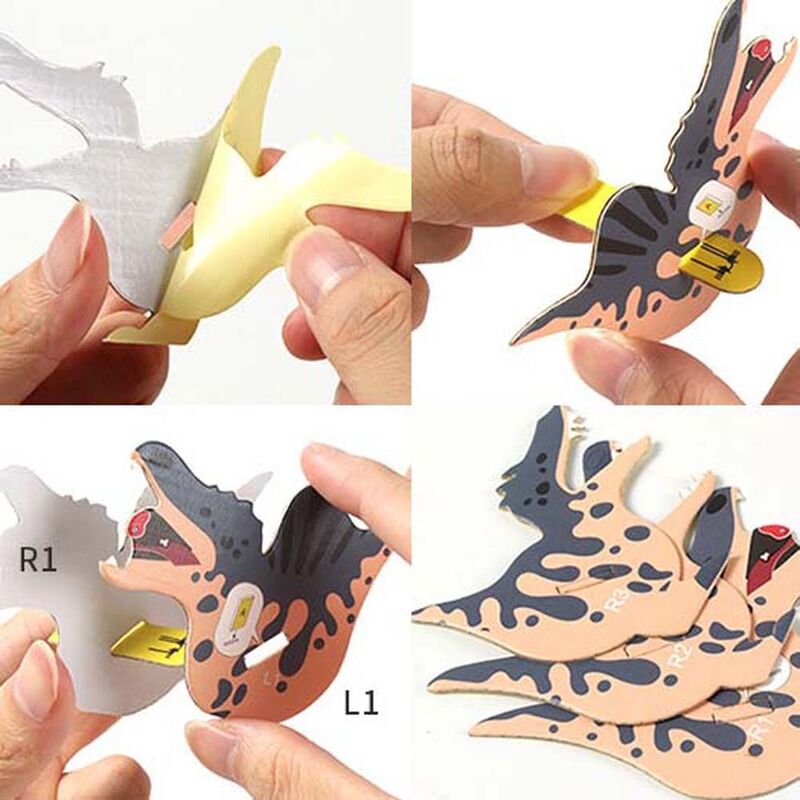Rompecabezas de dinosaurio hecho a mano para niños y adultos, juguete de aprendizaje temprano, rompecabezas de papel, rompecabezas estéreo 3D, juguetes educativos