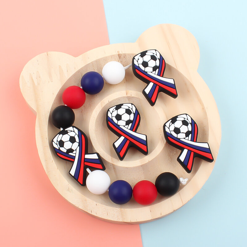 5/10Pcs Baby Silicone Beads Teether Soccer Ball BPA Free Teething DIY Toy Cartoon Contact Chewer Relieves Discomfort