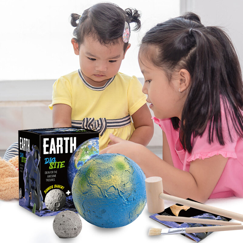 Kit de excavación de planetas, juguete educativo de tierra, Luna, Planeta, exploración de gemas y excavación arqueológica