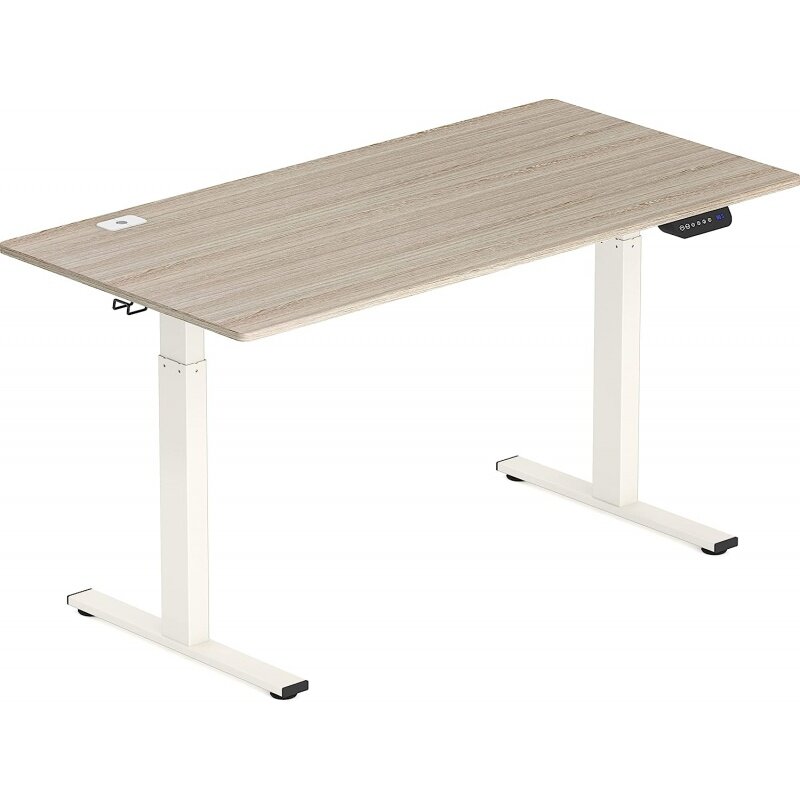 SHW meja berdiri bisa disesuaikan, tinggi listrik besar 55 inci, 55x28 inci, Maple