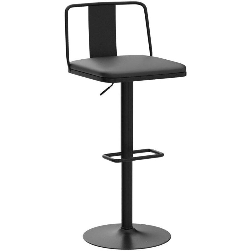 Swivel Barstools Set of 2, Enlarged PU Leather Seat with Metal Back, Adjustable from 24" to 33" for Counter Height & Bar Height