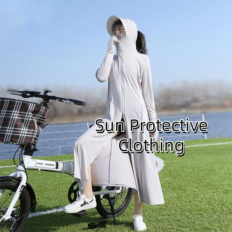 Ice Silk Sunscreen Clothing Women's New Summer Long Thin Section UV-Resistant Breathable Sunscreen Clothing Long-Sleeved Jacket