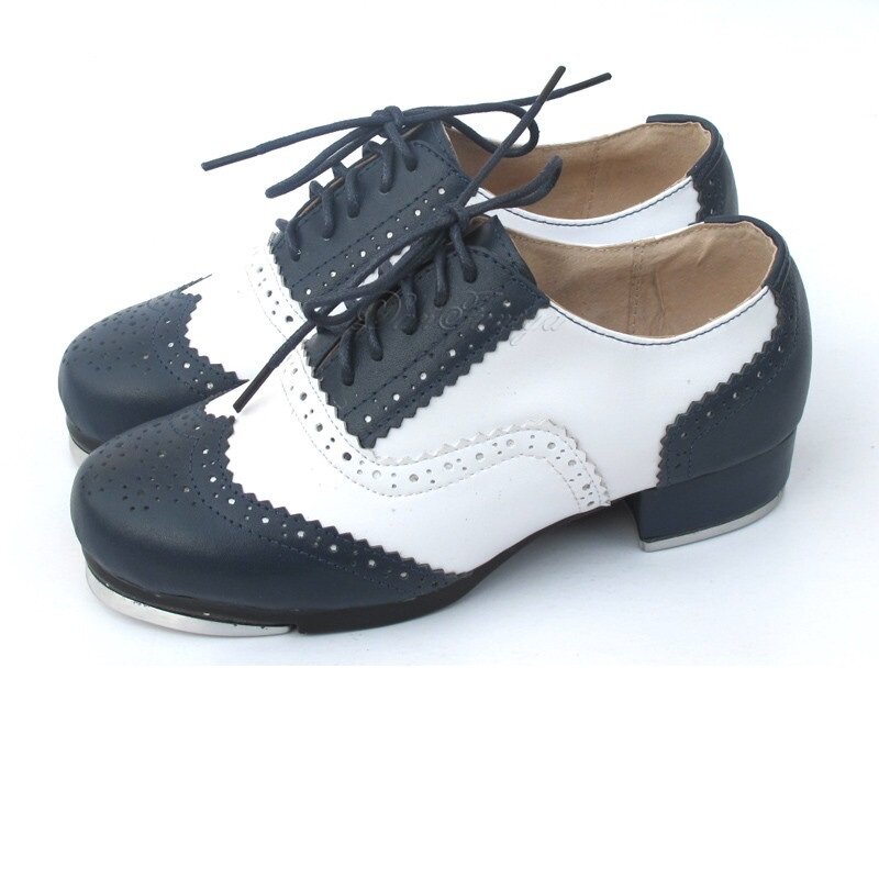 Leather Sneakers Color Blocking Step Dance Shoes For Children And Men Women Sport Tap Shoes Cowhide Straight Dance Shoes