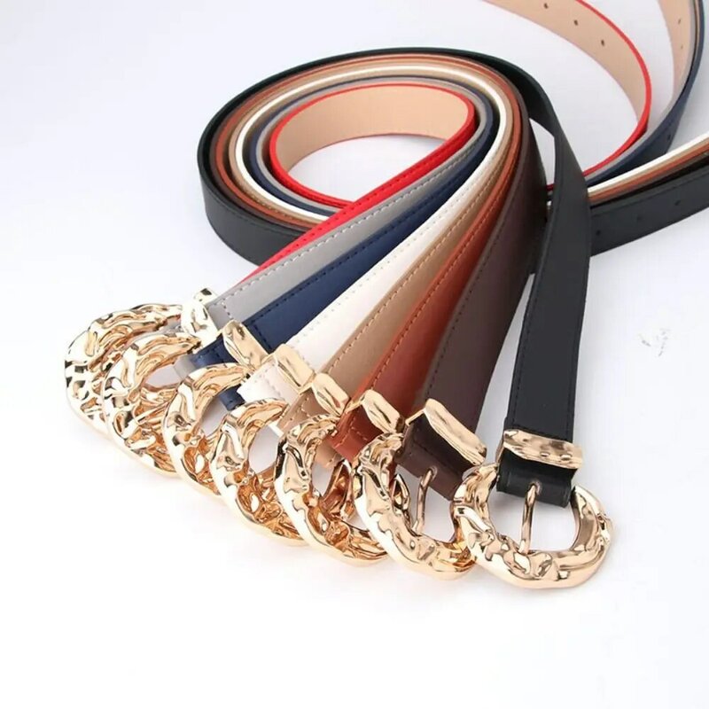 Koreanischer Stil pu Ledergürtel Temperament Bund Kummer bunds Gold runde Schnalle Gürtel mehrfarbig breiten Gürtel Mädchen