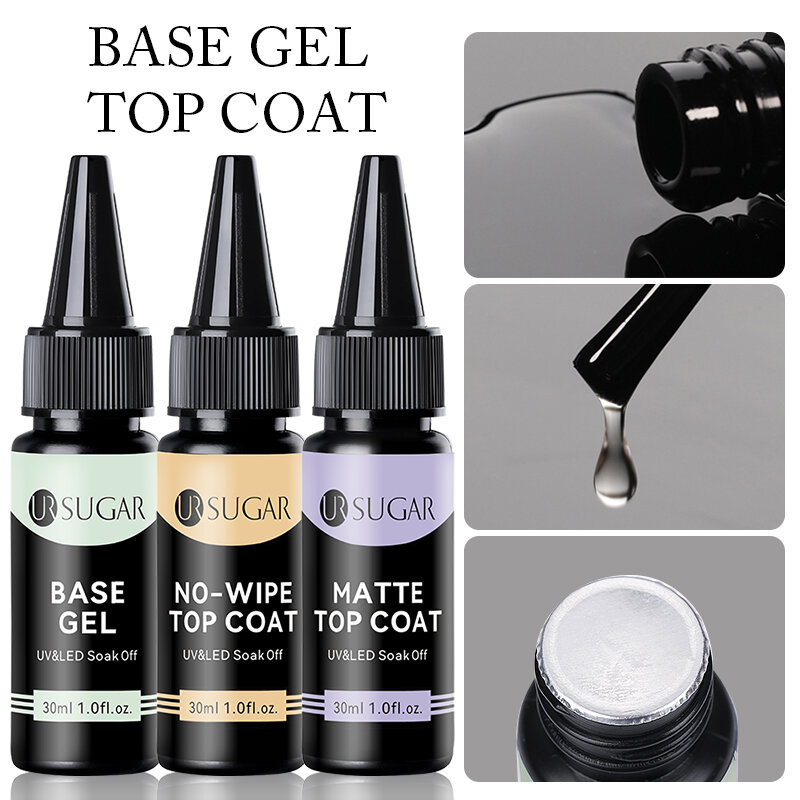 UR SUGAR 30ML No Wipe Top Coat Refill Package Nail Art Soak Off UV LED Base Gel Matte Top Nail Gel Polish Manicure Super Quality