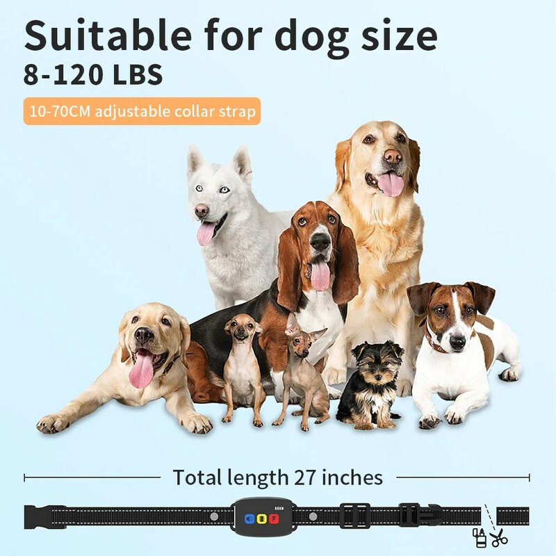 Rechargeable Dog Training Collars Anti Bark Dog Collar Waterproof With Remote Control Shock Vibration Sound Electric Collar
