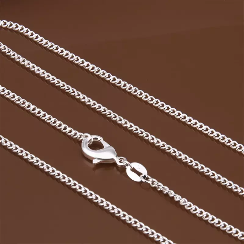 Ожерелье из кубинского серебра 925 пробы, 2 мм, 16-30 дюймов