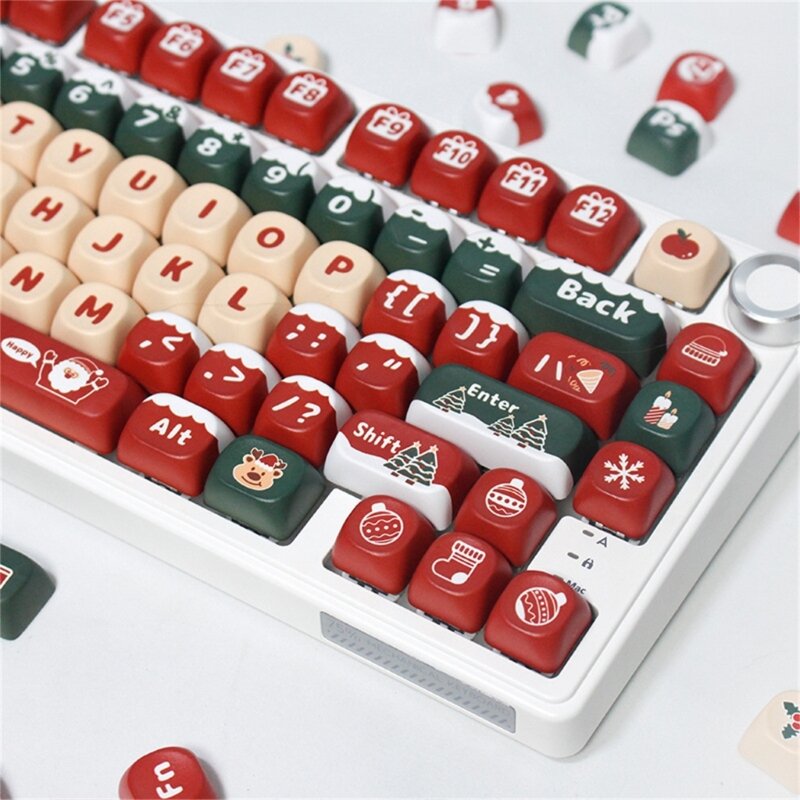 Teclas con tema MerryChristmas, perfil PBT MOA, 130 teclas para teclado mecánico con diseño DIY, teclas personalizadas T5EE