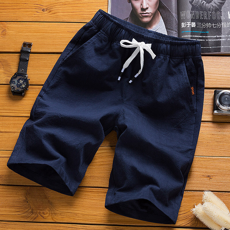 Pantalones cortos informales para hombre, Shorts de 100% algodón, holgados, transpirables, de alta calidad, color blanco, para viaje en verano y playa