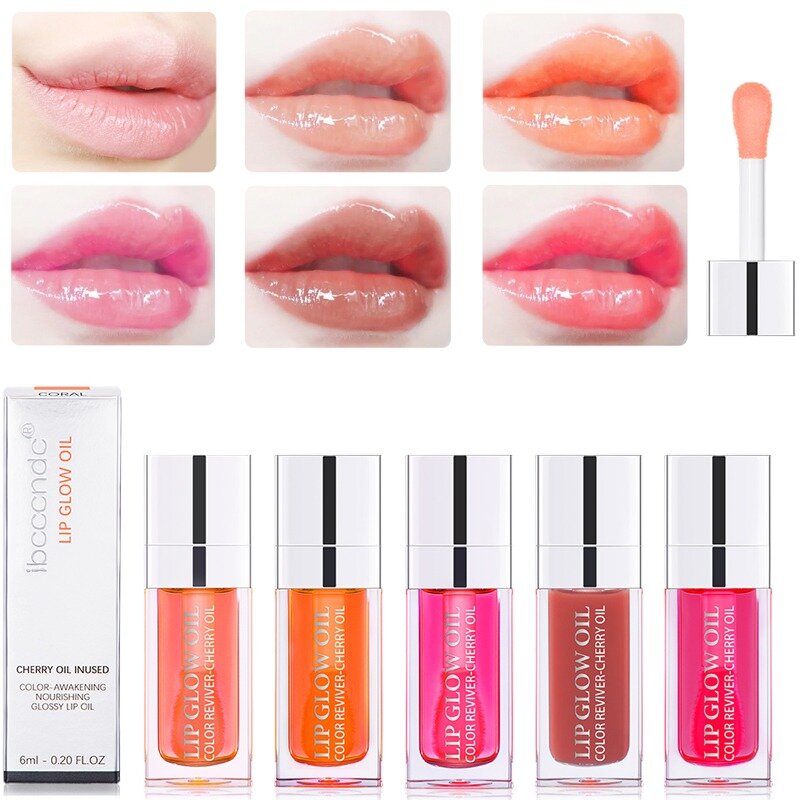 Crystal Jelly Lip Glow Oil Fashion Clear Lip Care Oil Plumping Lips Gloss Non-Sticky Lip Oil Moisturizing Liquid Lipstick Makeup