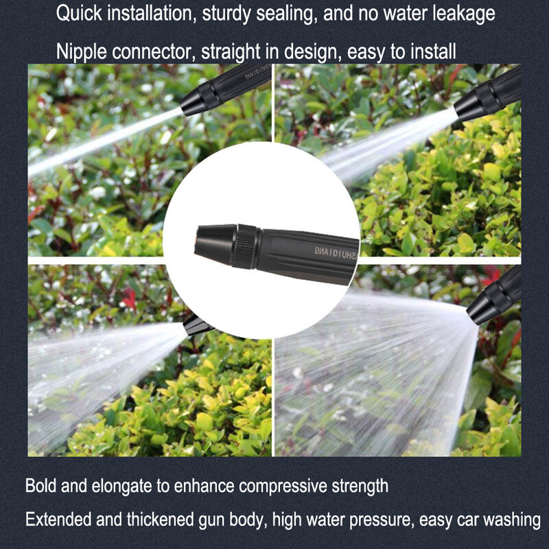 Pistola de água de alta pressão com corpo plástico chupeta pagode preto pistola de água de alta pressão para lavagem de carro doméstico, jardim