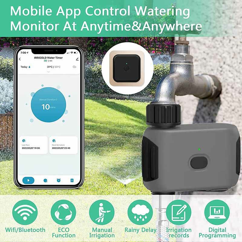 Nieuwe Ontwerp 4 Aa Batterij Aangedreven Tuin Smart Irrigatie Wifi Automatische Irrigatiewater Timer Gebruik Tuya Smart Leven App
