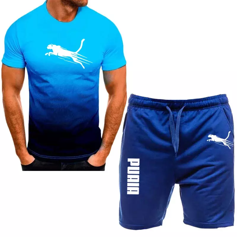 Conjunto esportivo respirável masculino, camiseta e shorts de corrida, casual, novo, 2 peças, 2024
