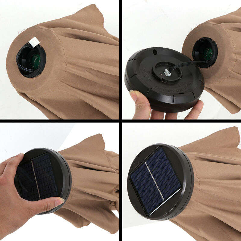 Sombrilla Solar para Patio de 10 pies, 32LED, inclinación de acero con manivela para exteriores, nuevo