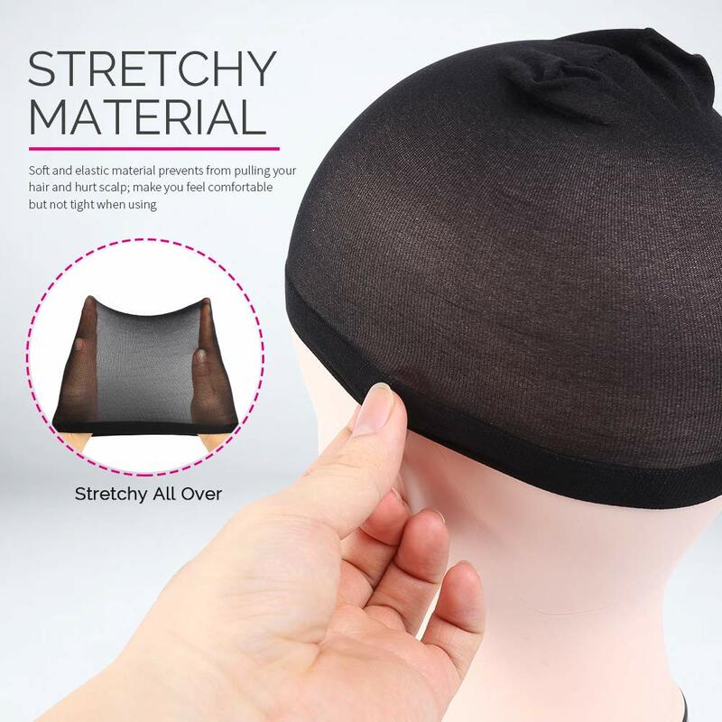 Stockings Wig Cap 4 pcs Mesh Net Wig Caps Weaving Hair Net for Wig Close And Fishnet Wig Caps For Women Black