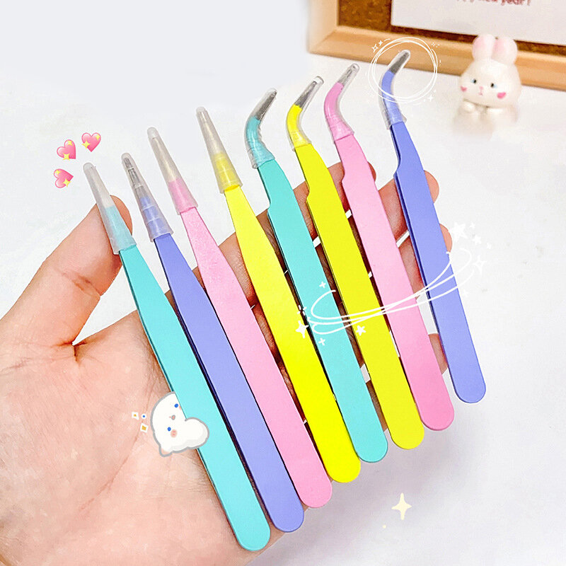 2Pcs New Candy Color Straight Curved Tweezers Tool For Journal DIY Scrapbooking Paper Tape Stickers Multi-Function Tool Tweezer