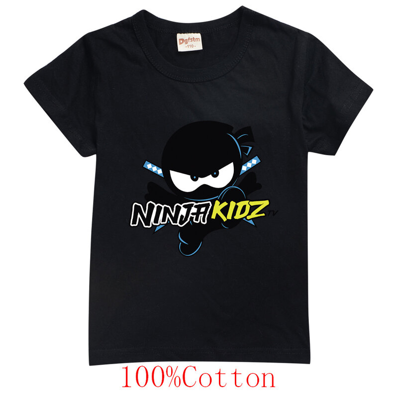Детская одежда NINJA KIDZ, хлопковые повседневные футболки с коротким рукавом, Детская толстовка, топы для подростков с героями мультфильмов, одежда для мальчиков и девочек