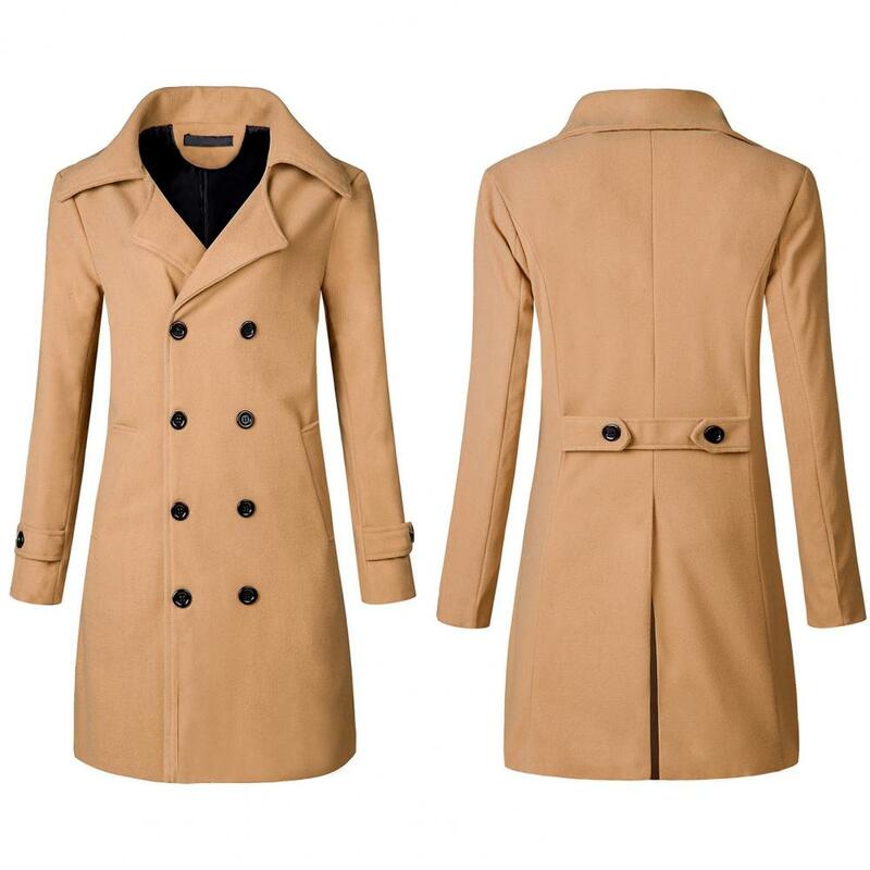 Abrigo largo con solapa para hombre, chaqueta con bolsillos a prueba de viento, estilo coreano Popular, para oficina