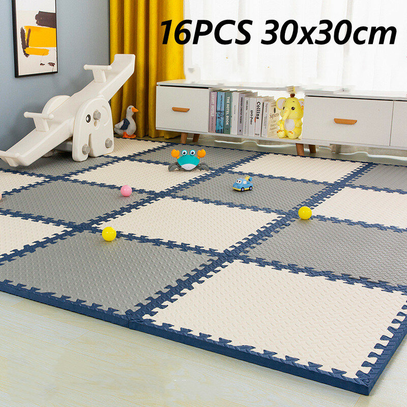 Tikar kaki tikar teka-teki 16 buah aktivitas tikar untuk bayi bermain tikar tebal 1.2cm indah celah tikar ruang bermain Tatames lantai tikar kebisingan