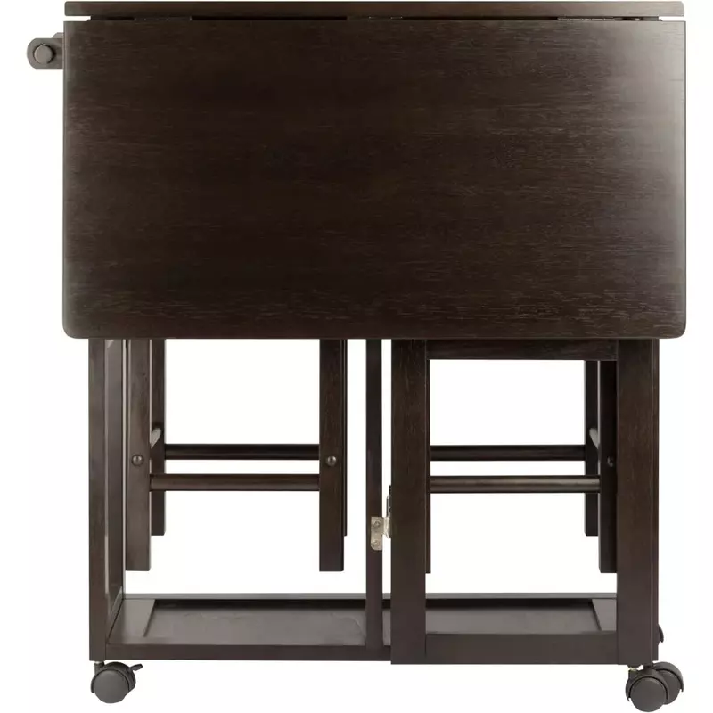 Krzesło kawiarniane zestaw 3-PC do oszczędzenia miejsca 29,61x29,13x32,76 krzesła do salonu wykańczana kawowa skórzana skorupa krzesło drewniane kawiarniane kawowe krzesło