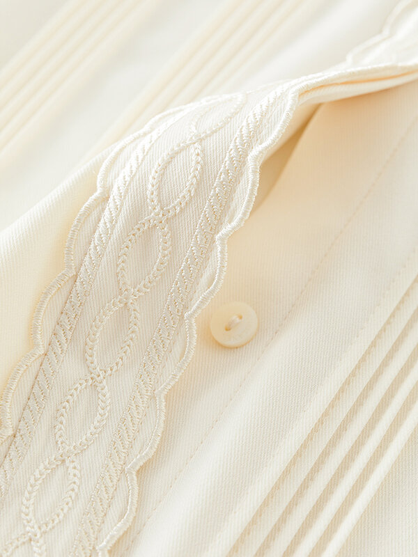 FSLE-Jade cristal camisa de manga curta bordada feminina, fibra legal, top versátil, francês, pesado, novo, verão, 24FS12164, 2021