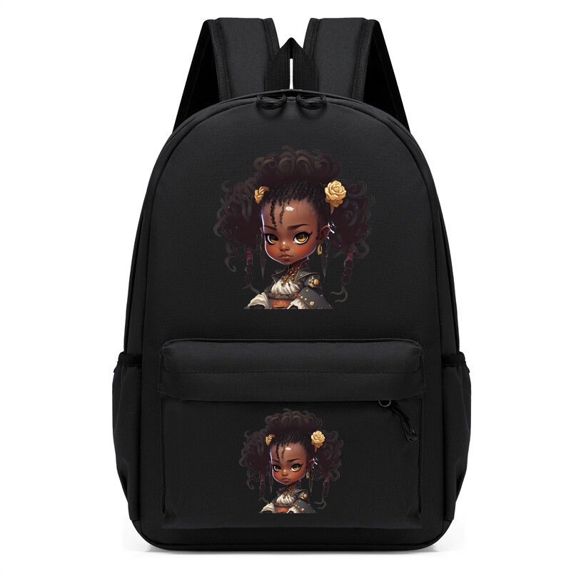 Kinder Rucksack Samurai schwarz lockiges Mädchen Rucksack Kindergarten Schult asche Kinder schöne Afro Mädchen Bücher tasche Reise Schult aschen