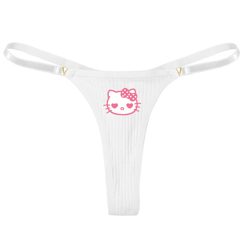 Anime Hello Kitty Thong Cinnamoroll Cotton Underwear Womens Low Waist Traceless Breathable Threaded Metal Decorative Underwear