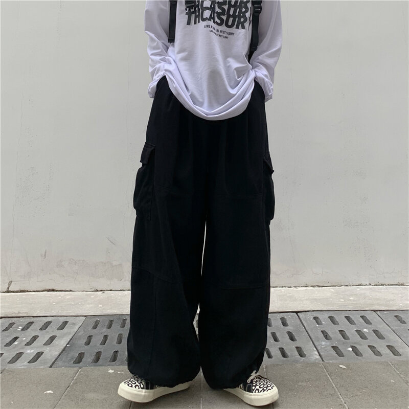 2023 Harajuku Модные осенние винтажные свободные брюки с широкими штанинами мужские шаровары с высокой талией повседневные брюки Bf одежда в стиле хип-хоп H140
