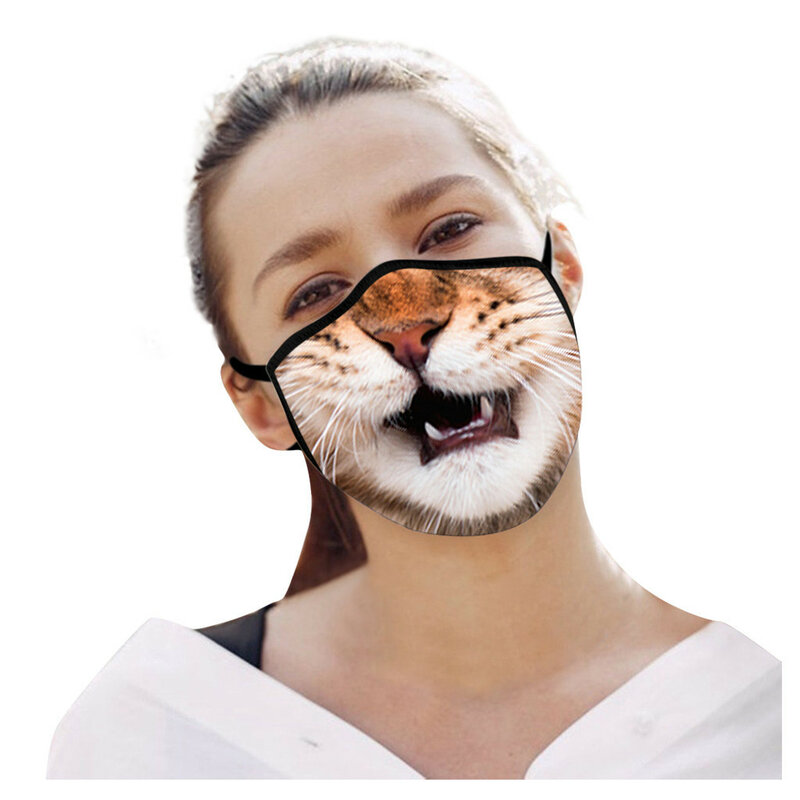 1 buah masker motif hewan lucu dan unik wanita masker dapat dicuci dan digunakan kembali katun tidak berbau masker bebas tekanan untuk pakaian jangka panjang