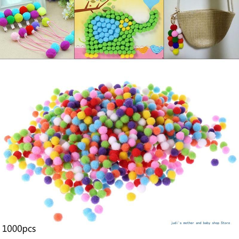 67JC 1000 pièces pompons artisanaux ronds moelleux, boules couleurs mélangées, 10mm, artisanat bricolage