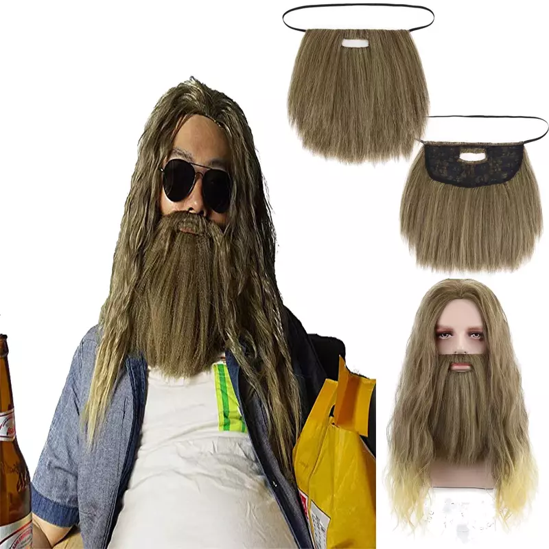 Длинный волнистый синтетический парик AICKER с эффектом омбре, забавный мужской термостойкий парик для косплея пиратского костюма