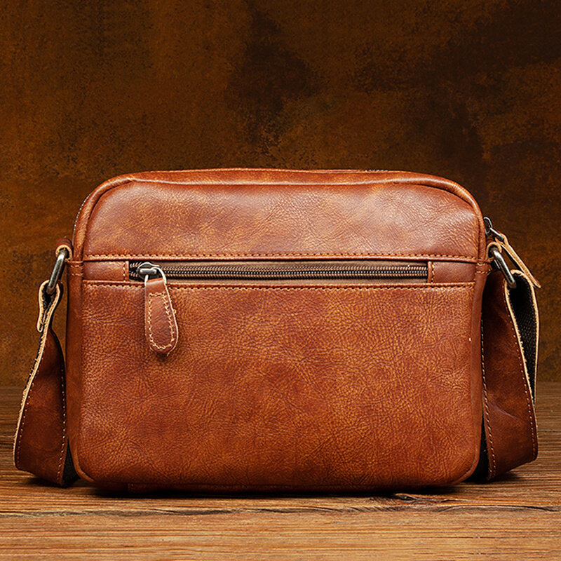 Bolsa de ombro de couro vintage para homens, sacos crossbody, couro de camada superior, mensageiro horizontal, pode segurar 9,7 "ipad