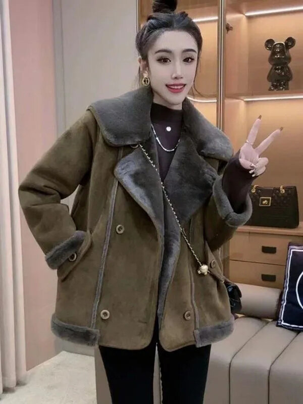 Abrigos de piel de conejo integrados para mujer, chaquetas de piel de marca de moda, versión coreana, primavera y otoño, nuevo, invierno, 2024