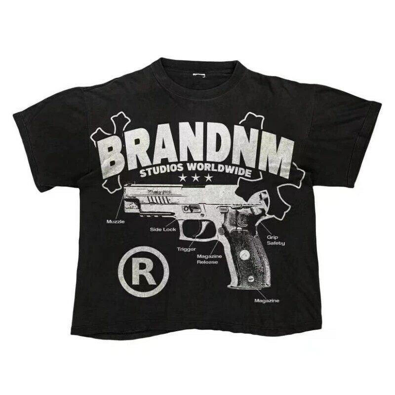 Camiseta holgada de manga corta con estampado de letras para hombre, ropa de calle de hip-hop, estilo americano