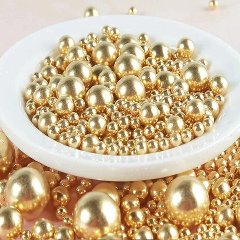Decoração De Bolo De Bola De Ouro De Açúcar, Pérola Doce Beads Toppers, Decoração De Cozimento, Candy Sprinkles, 50g