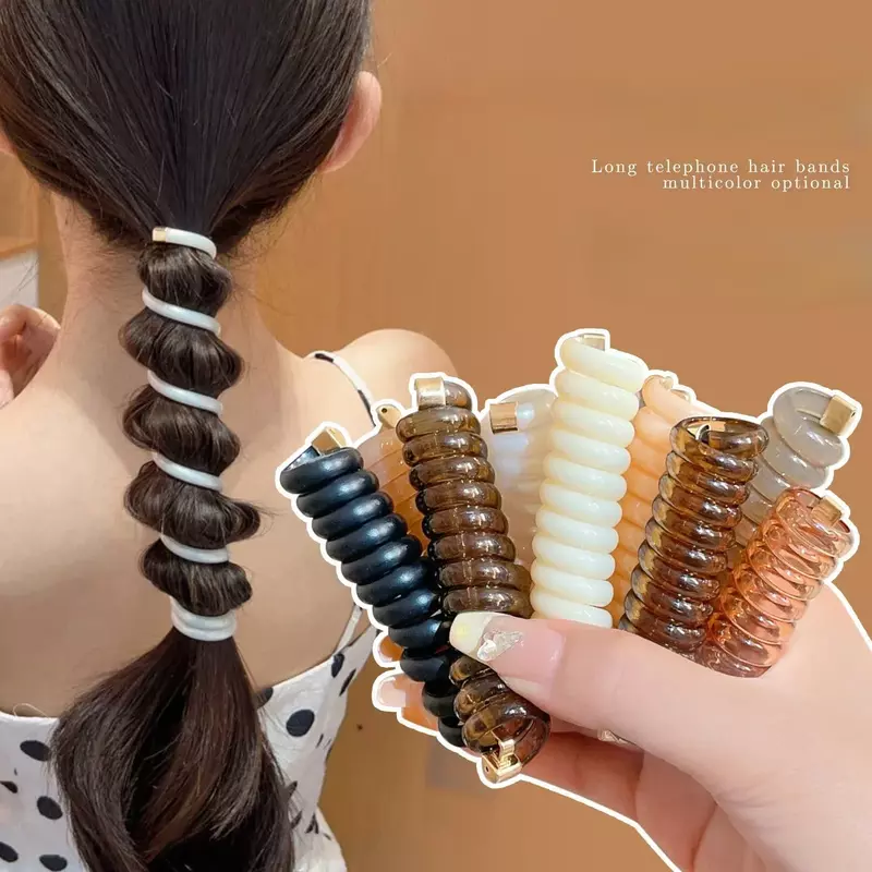Koreańska moda akcesoria do włosów linia telefoniczna gumka do włosów złoty kolor kucyk na głowę śliczny opaski elastyczne kwiat dziewczyny nakrycie głowy