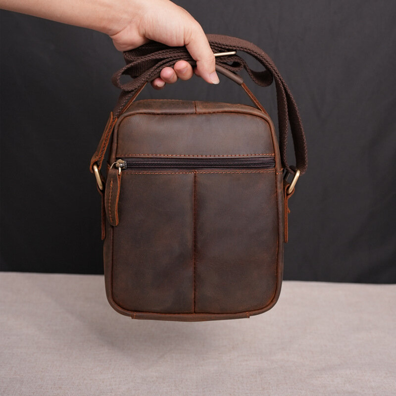 Men's Genuine Leather Shoulder Bags Multifunction Business Travel Crossbody Packs Large Capacity Sling Messenger for Male Female